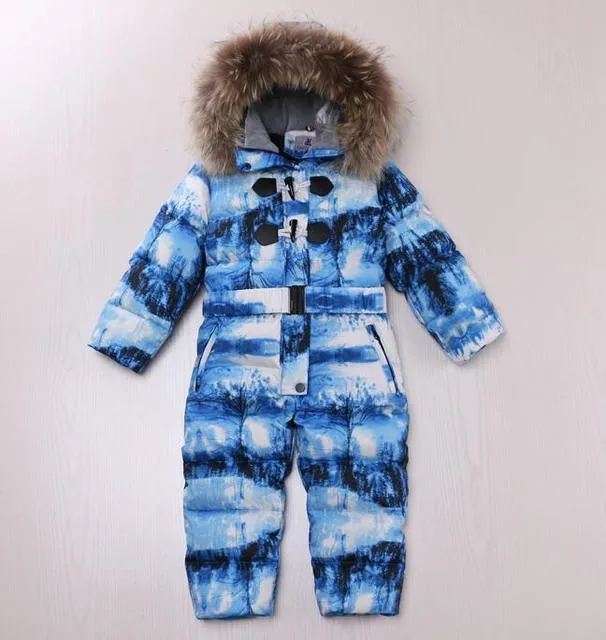 -30 Russia Winter Clothes Baby Girls Jackets Thicken Coats Children Snowsuit For Girls Hooded Children's Rompers Boys Outerwear