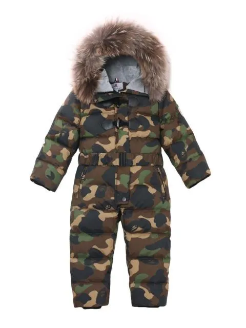 -30 Russia Winter Clothes Baby Girls Jackets Thicken Coats Children Snowsuit For Girls Hooded Children's Rompers Boys Outerwear