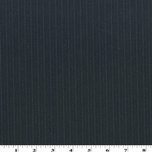 1 1/2 YD PC-Midnight Black/Blue Sparkle Wool Stripe Twill Suiting Fabric