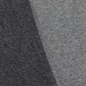 1 1/4 YD PC-Black/White Wool Blend Textured Twill Jacketing Fabric