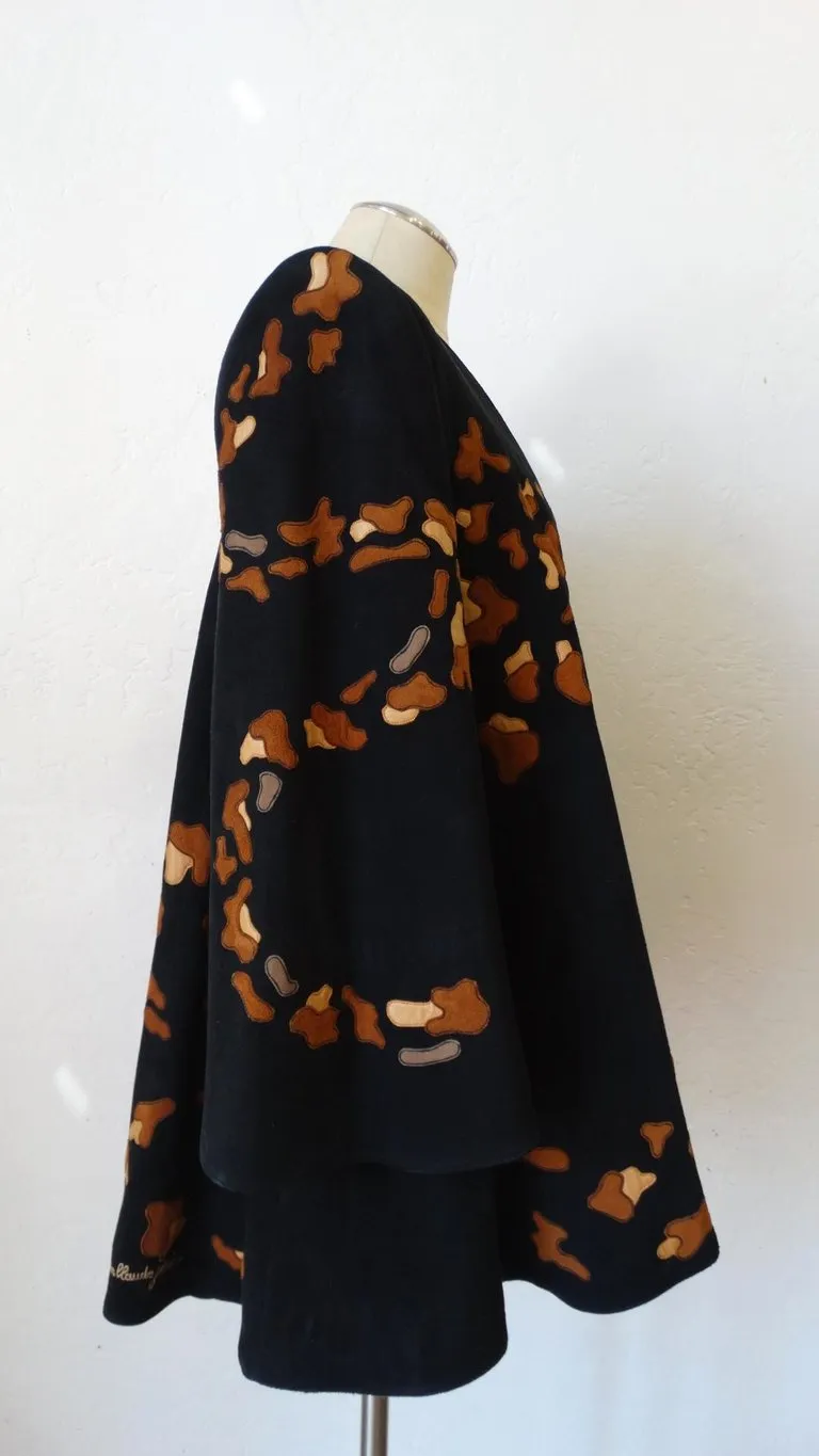 1980s Jean Claude Leopard Motif Suede Leather Jacket