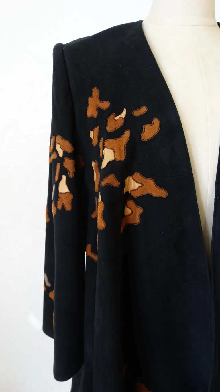 1980s Jean Claude Leopard Motif Suede Leather Jacket