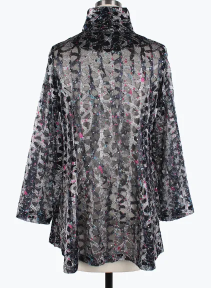300-SLV - Holographic Scale Mesh Flare Jacket