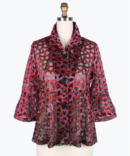 400-Red - Holographic Scale Short Jacket