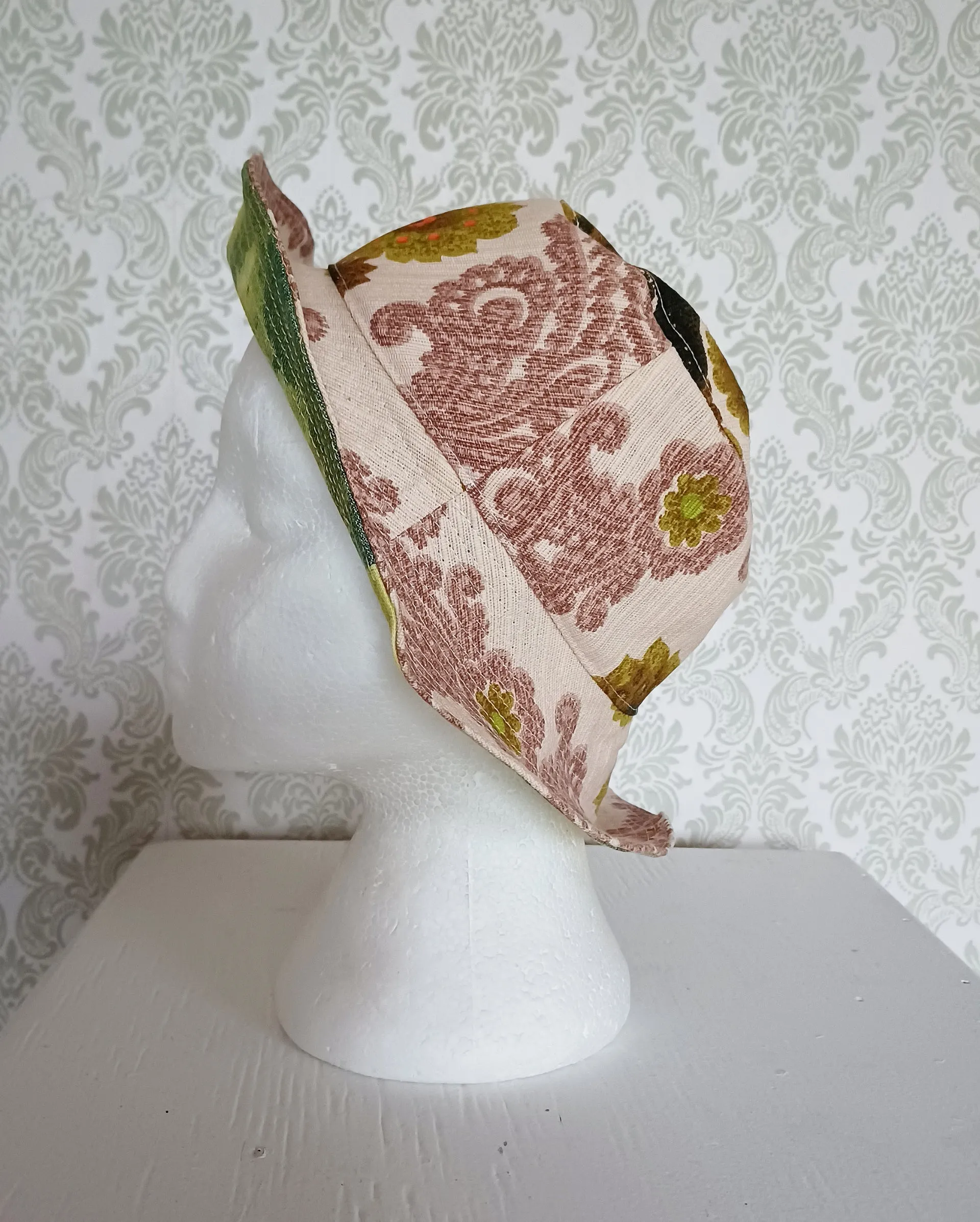 60's Citrus - Reversible Denim & Barkcloth Bucket Hat