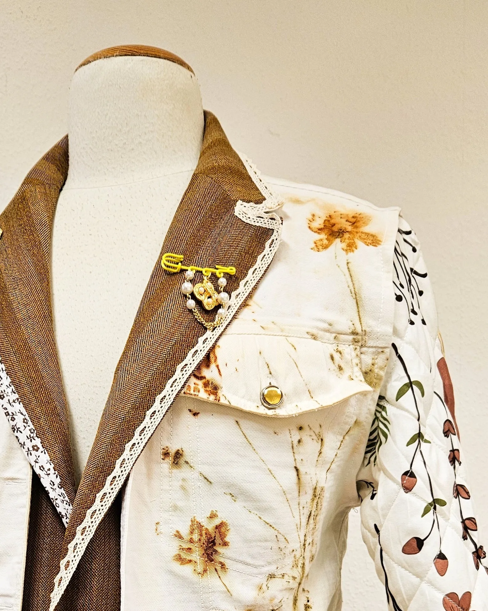 60's Reworked Denim & Wool Botanical Blazer