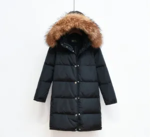 90% White Duck Down Jacket 2018 Female Parkas For Winter Jacket Women Long Thick Parka 100% Natural Raccoon Fur Collar Hood Coat