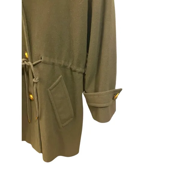 Anne Klein II Hooded Wool Coat Petite Olive Green Lining Drawstring Waist XXLP