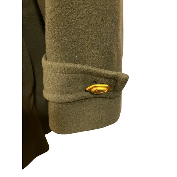 Anne Klein II Hooded Wool Coat Petite Olive Green Lining Drawstring Waist XXLP
