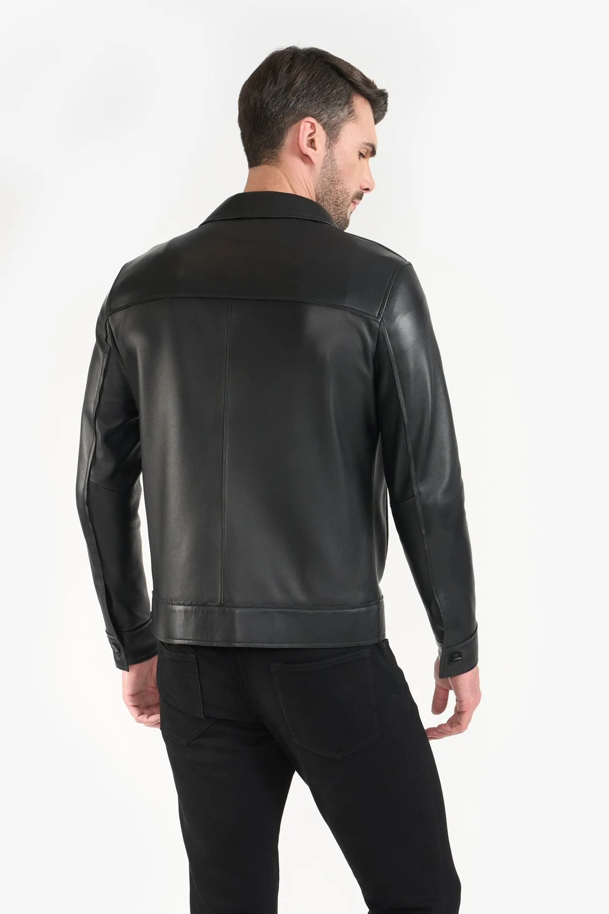 APOLLO BLACK  MEN'S LEATHER JACKET