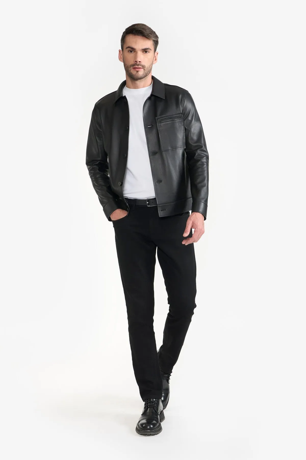 APOLLO BLACK  MEN'S LEATHER JACKET