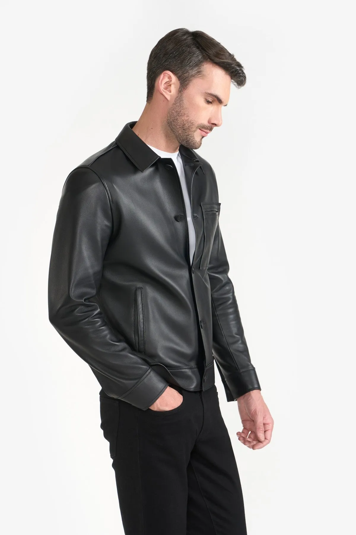 APOLLO BLACK  MEN'S LEATHER JACKET