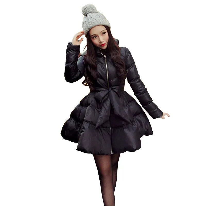 Arrival Bow Waist Fluffy Skirt A Warm Coat Jacket Parkas For Women Down And Parkas Long