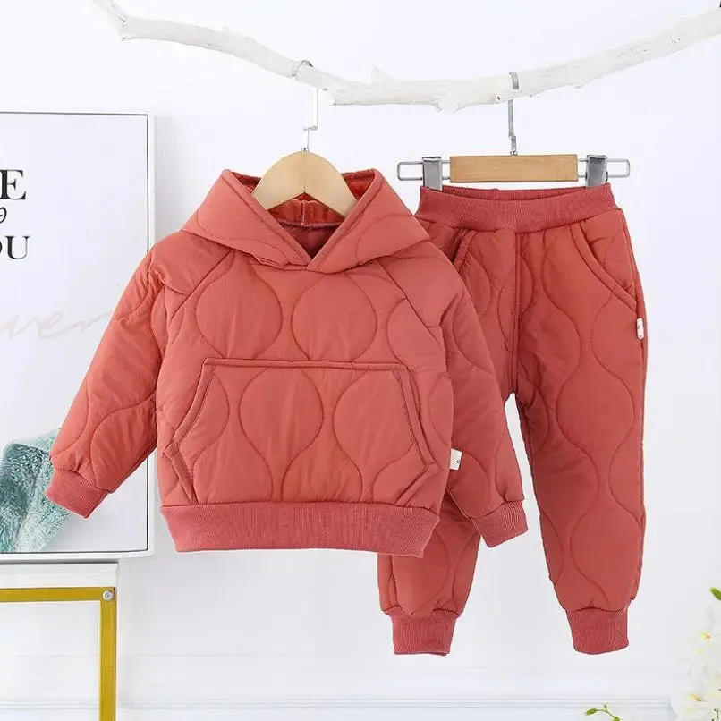 Autumn Winter Girls' plus velvet Suit