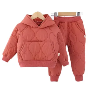 Autumn Winter Girls' plus velvet Suit