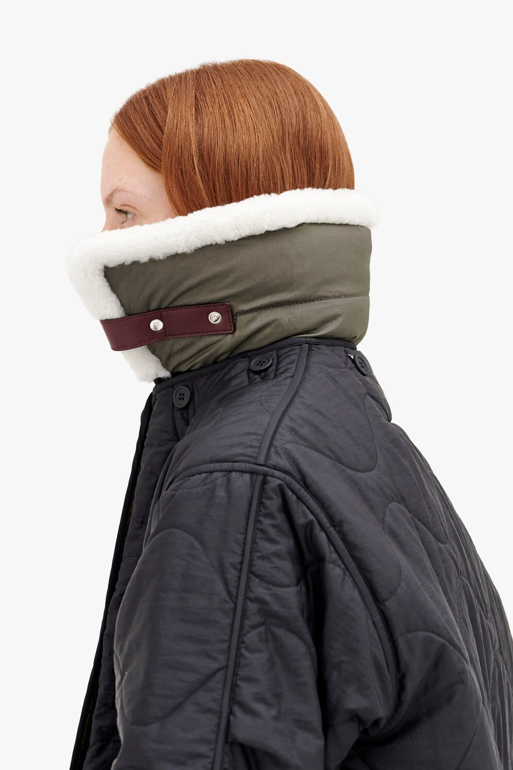 Aviator Down Collar - Natural / Dark Olive