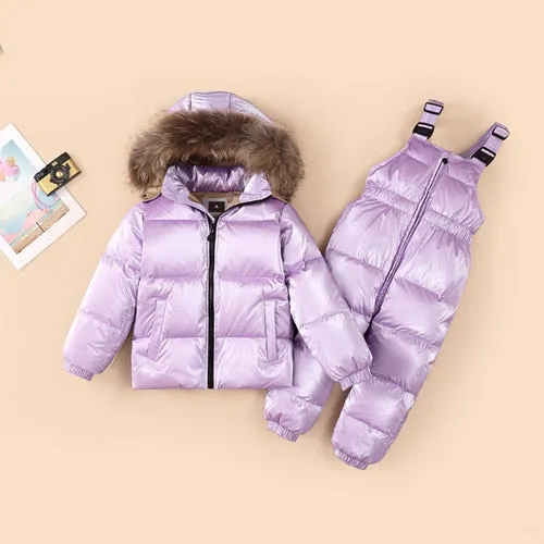 Baby Toddler Snowsuit Jacket and Bib Set for Boys Girls