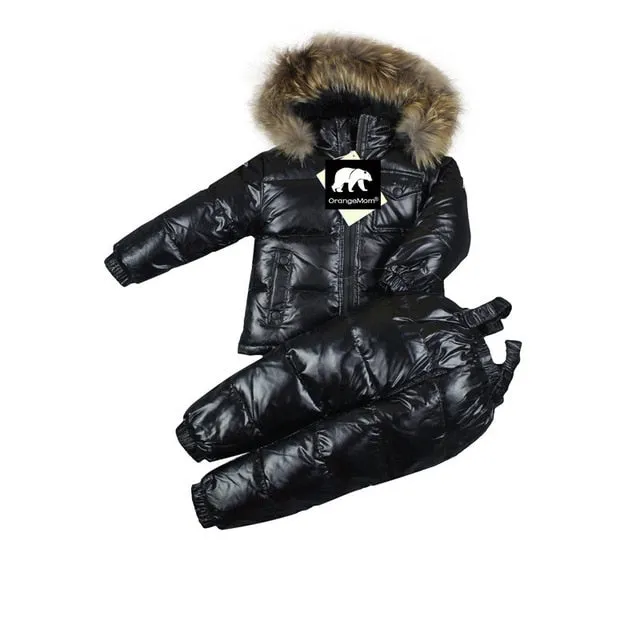 Baby Toddler Snowsuit Jacket and Bib Set for Boys Girls