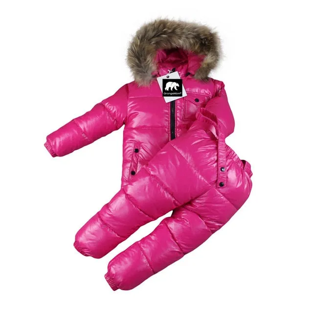 Baby Toddler Snowsuit Jacket and Bib Set for Boys Girls