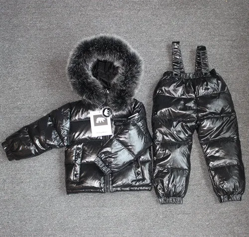 Baby Toddler Snowsuit Jacket and Bib Set for Boys Girls
