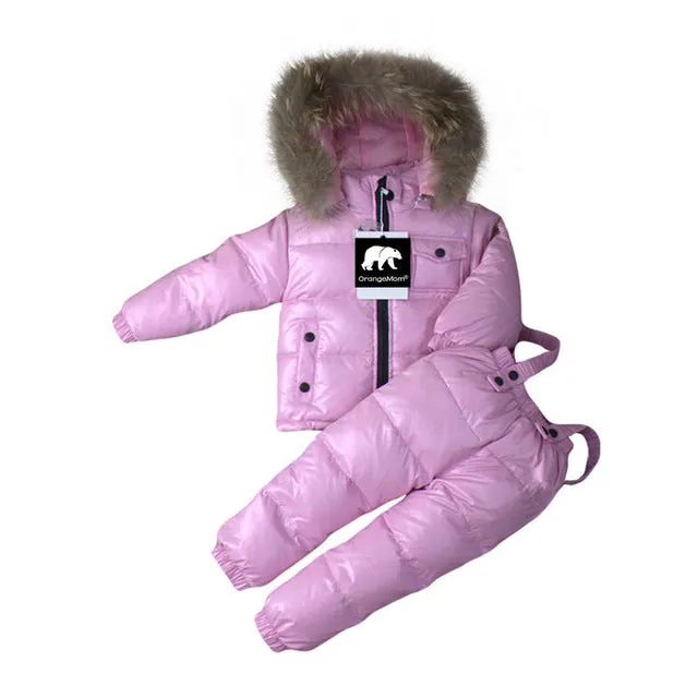 Baby Toddler Snowsuit Jacket and Bib Set for Boys Girls