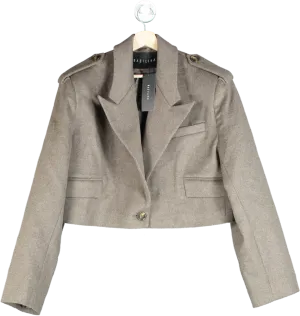 Bazilika Brown Cropped Wool Blazer UK ONESIZE