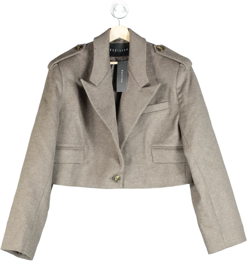 Bazilika Brown Cropped Wool Blazer UK ONESIZE