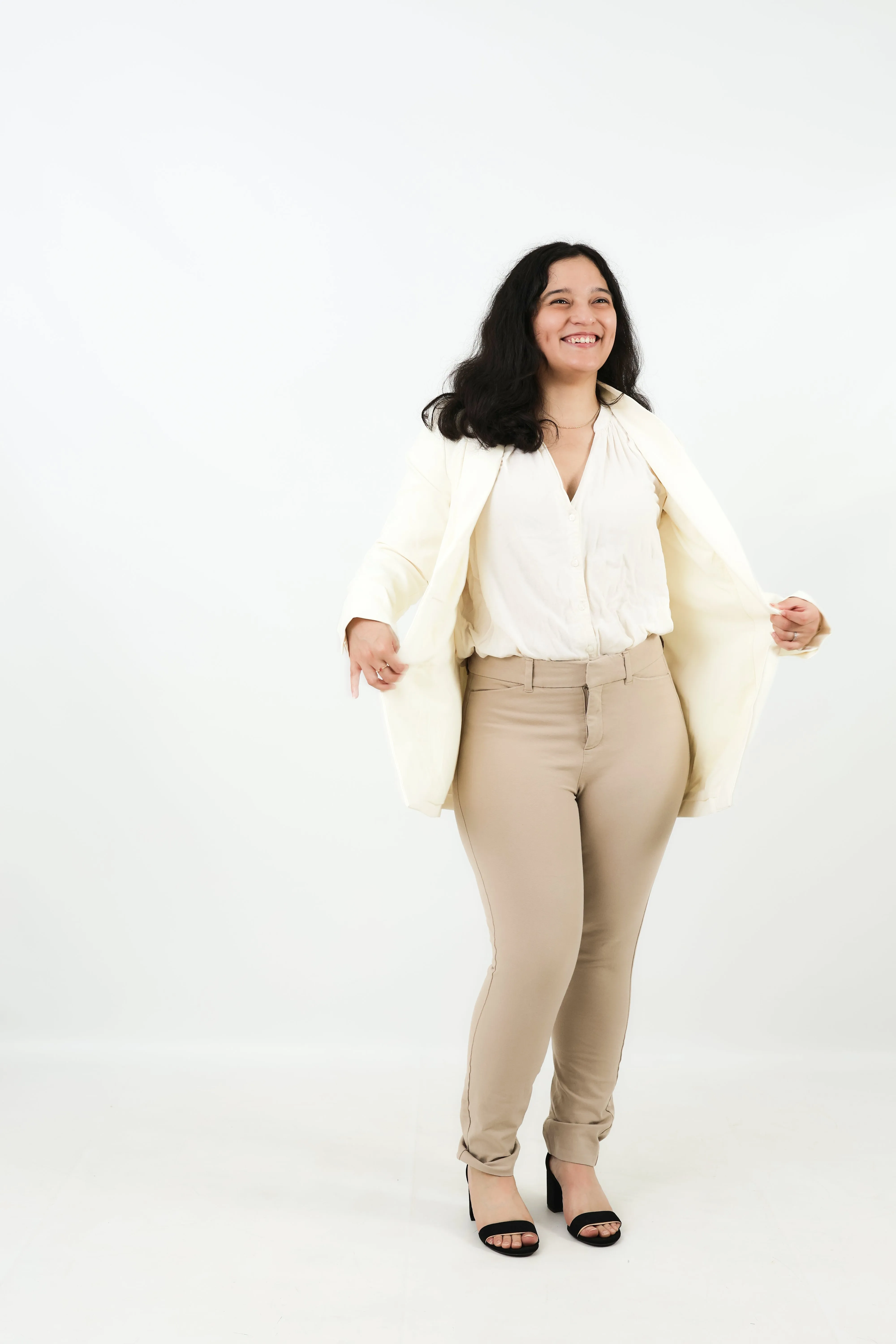 Belted Suit Blazer - Beige