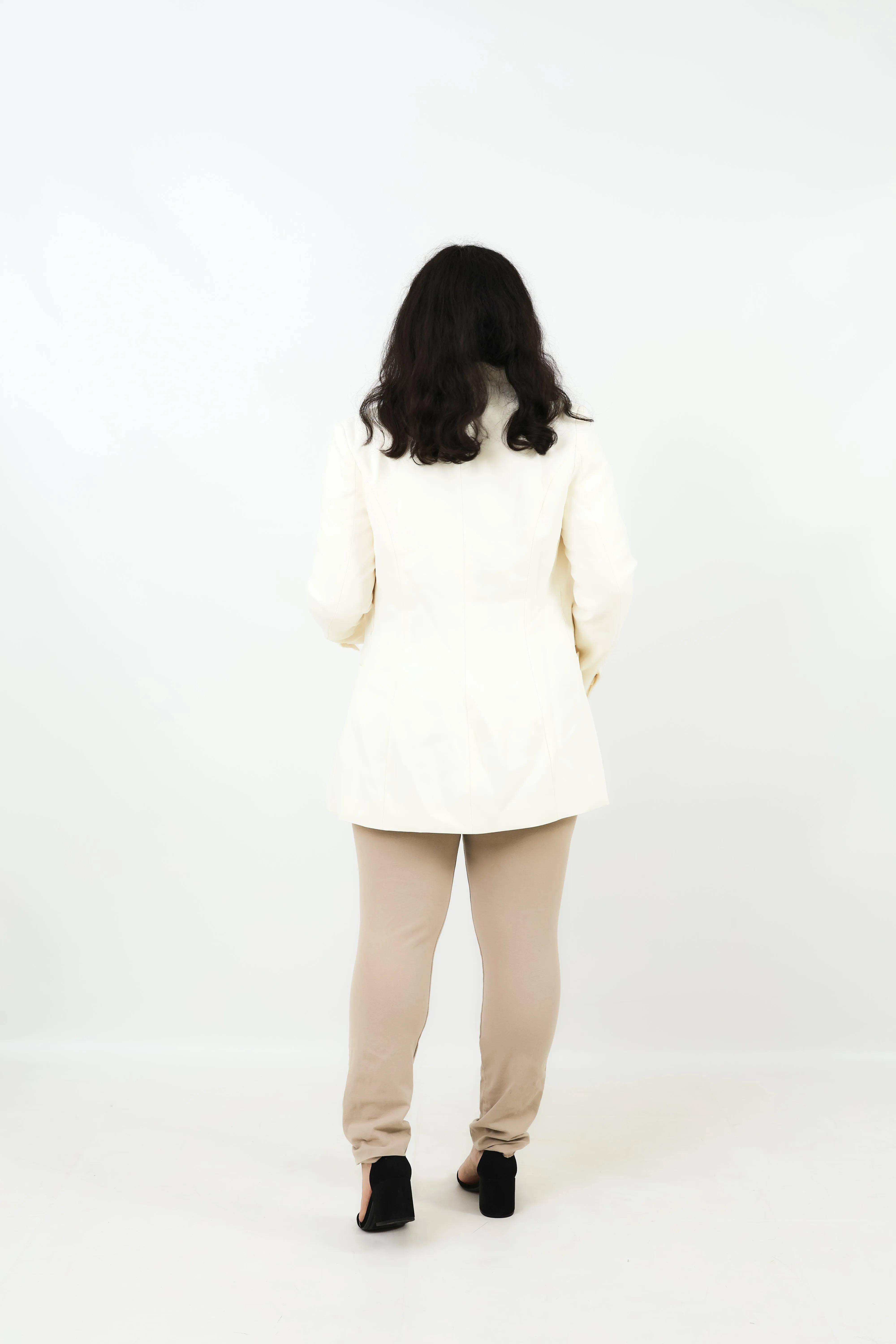 Belted Suit Blazer - Beige