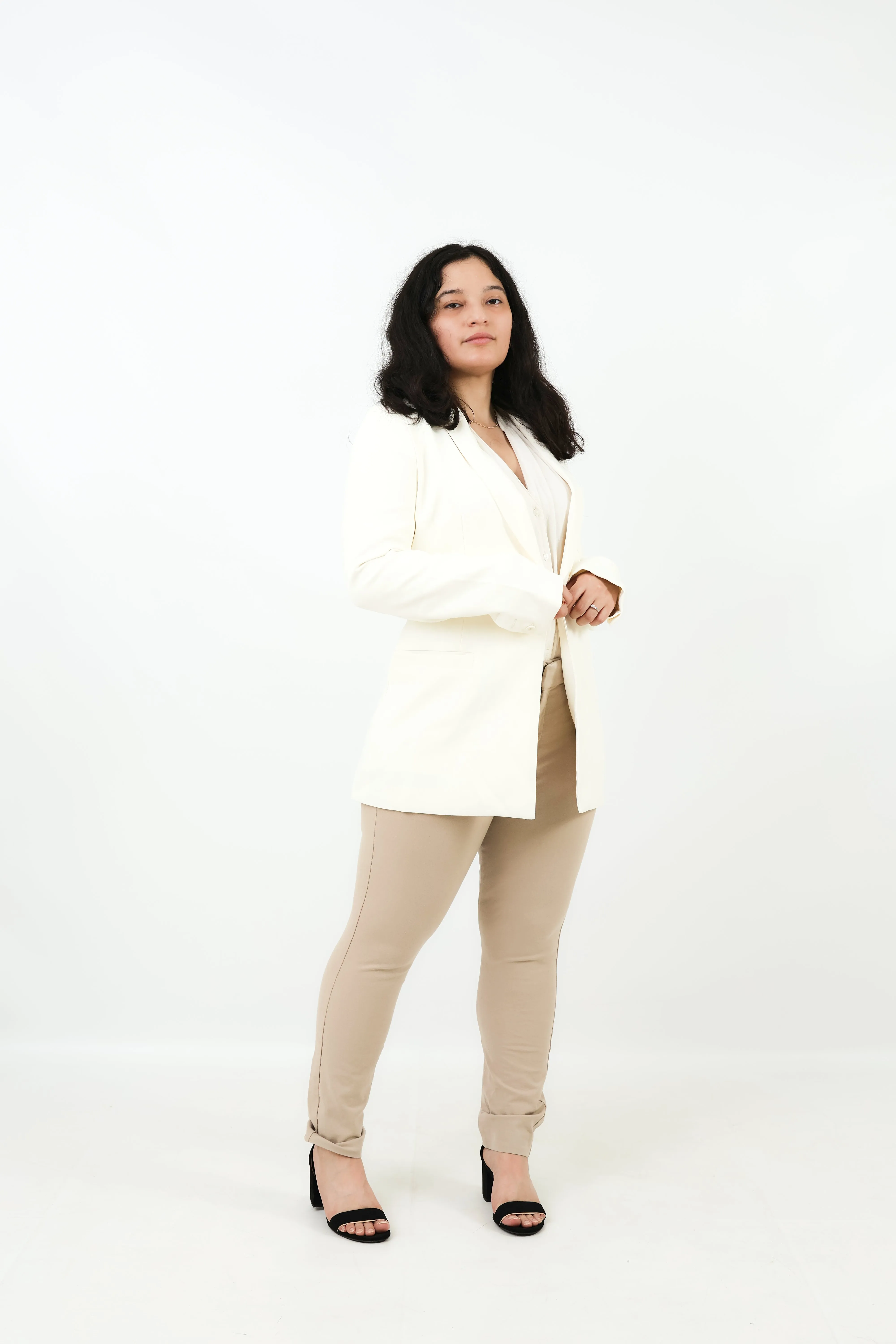Belted Suit Blazer - Beige