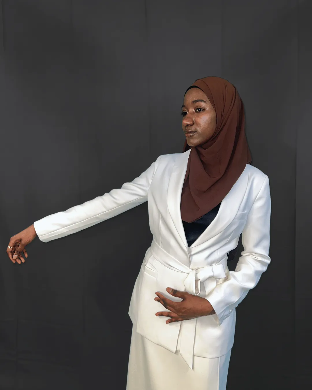 Belted Suit Blazer - Beige
