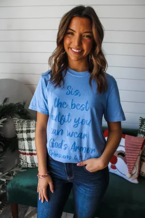 Best Outfit Is God’s Armor Graphic Tee • Blue