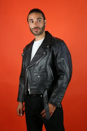 Biker Leather Jacket Red Lining
