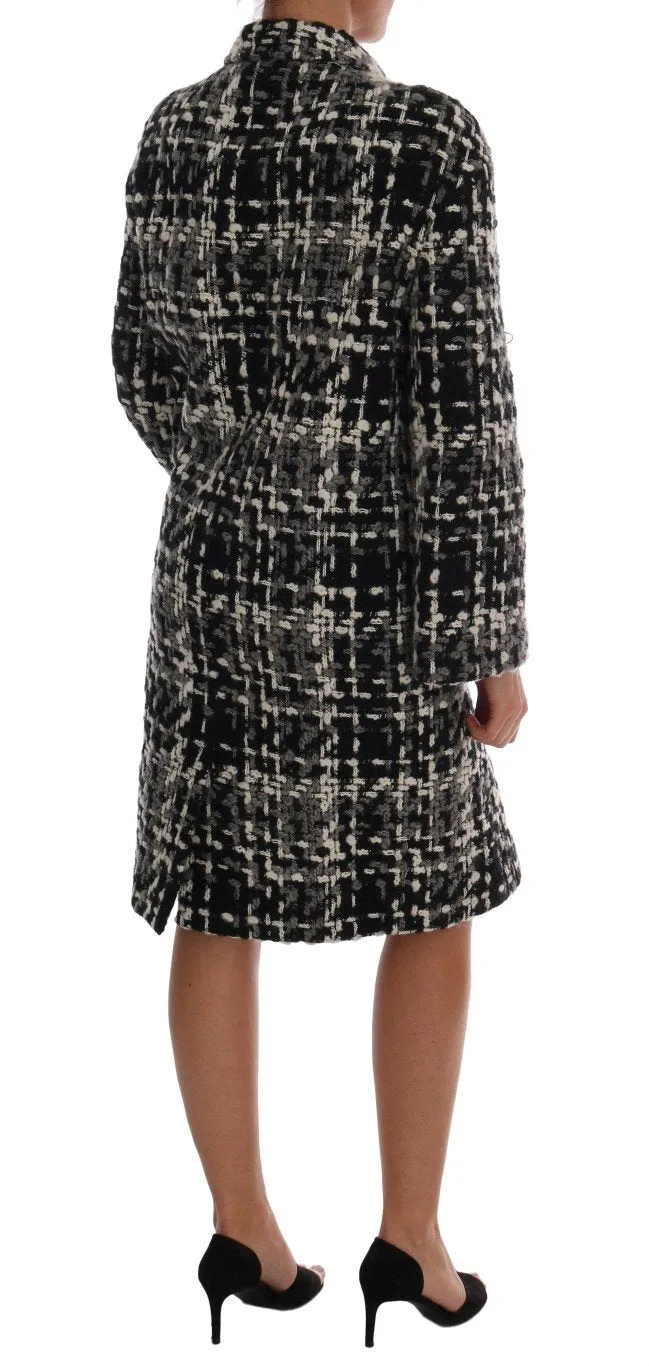 Black Gray Knitted Wool Coat