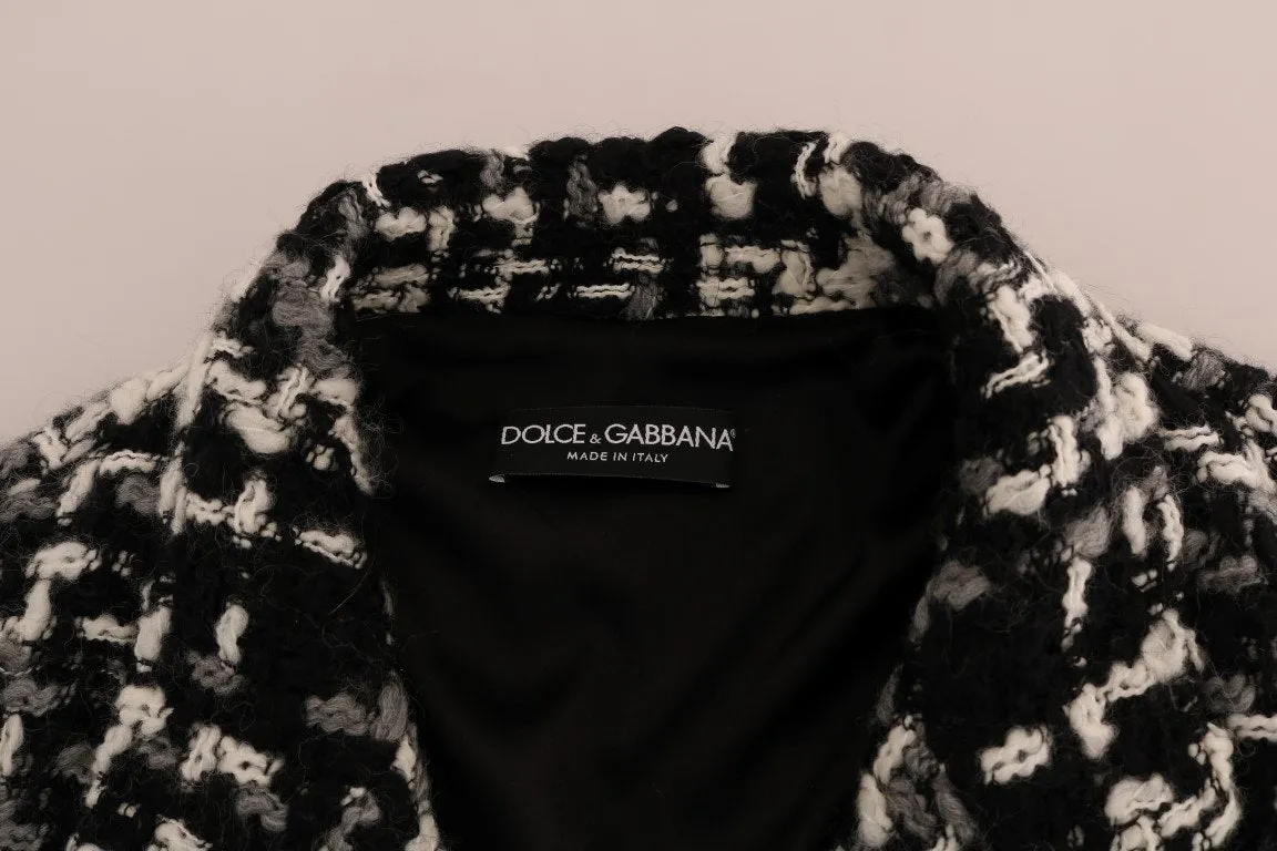 Black Gray Knitted Wool Coat