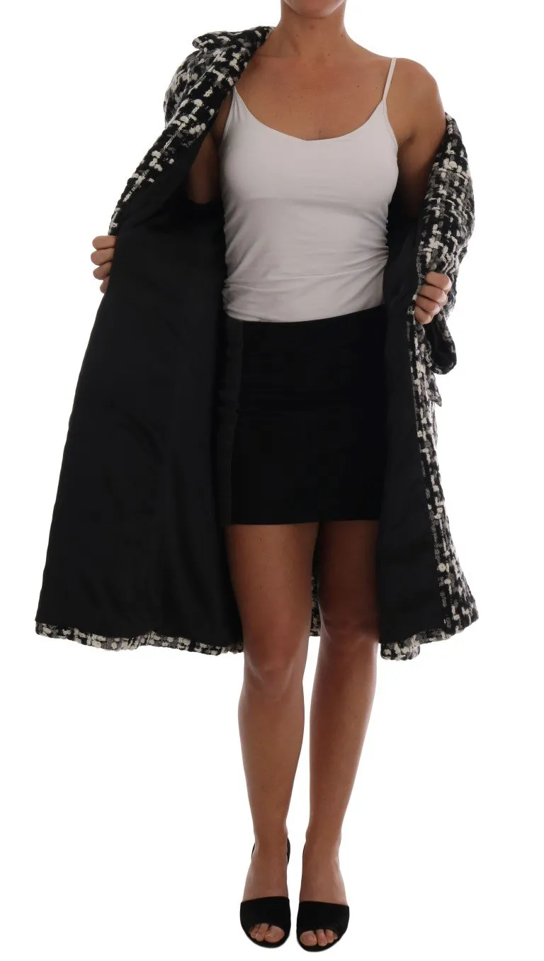Black Gray Knitted Wool Coat