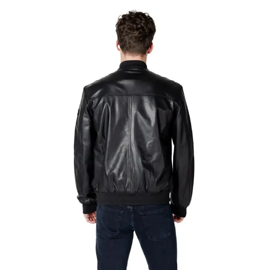Black Leather Bomber Jacket