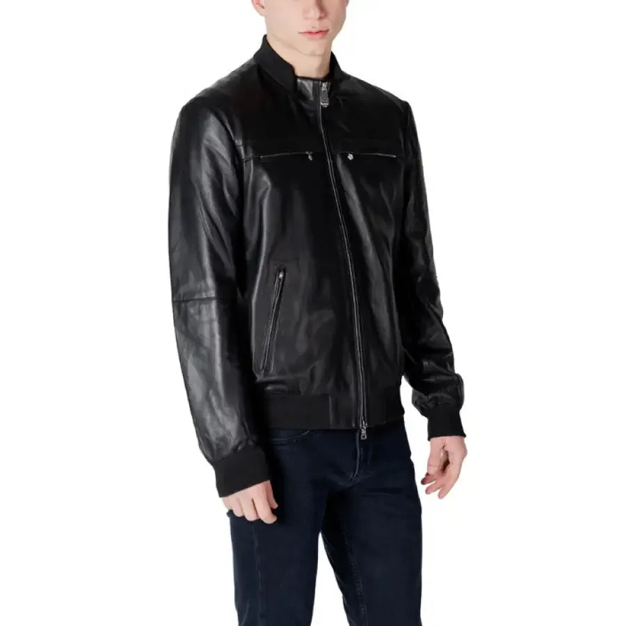 Black Leather Bomber Jacket