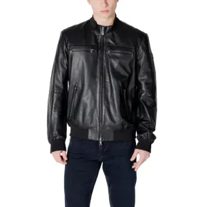 Black Leather Bomber Jacket