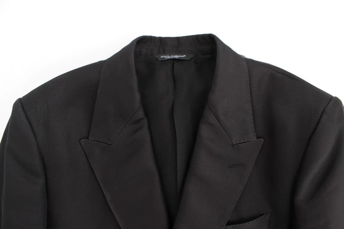 Black silk slim fit blazer