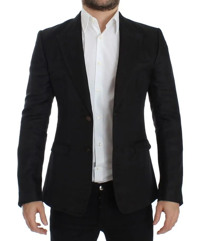 Black silk slim fit blazer