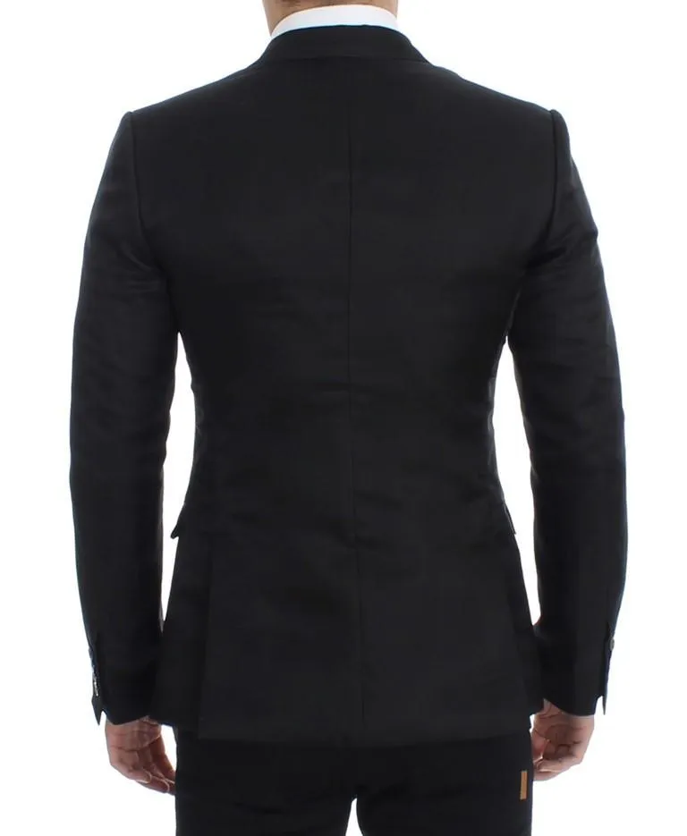 Black silk slim fit blazer