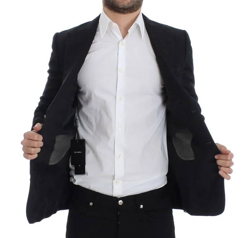 Black silk slim fit blazer