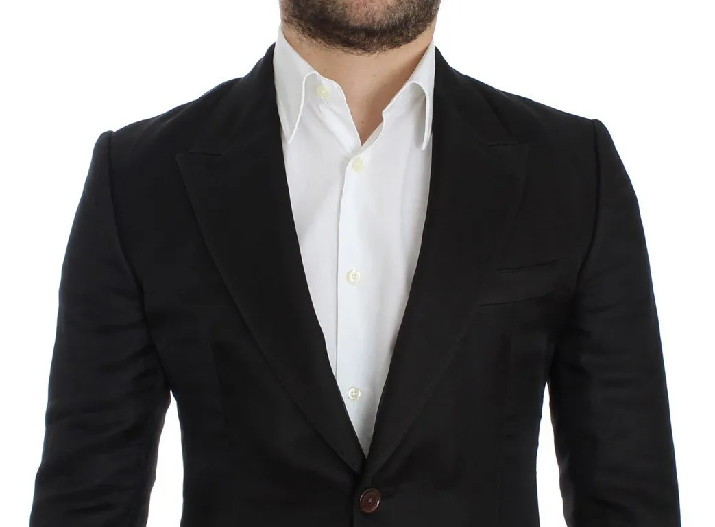 Black silk slim fit blazer