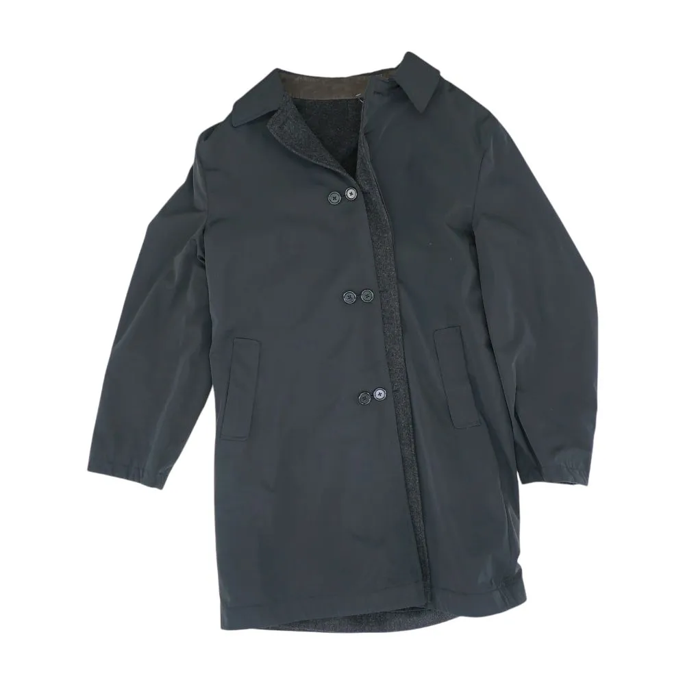 Black Solid Peacoat Coat