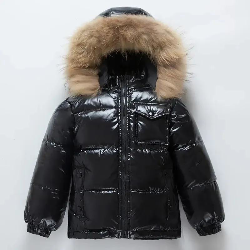 Black Winter Jacket Parka For Boys Winter Coat 90% Down Girls Jackets Children's Clothing Snow Wear Kids Outerwear Boy Clothes