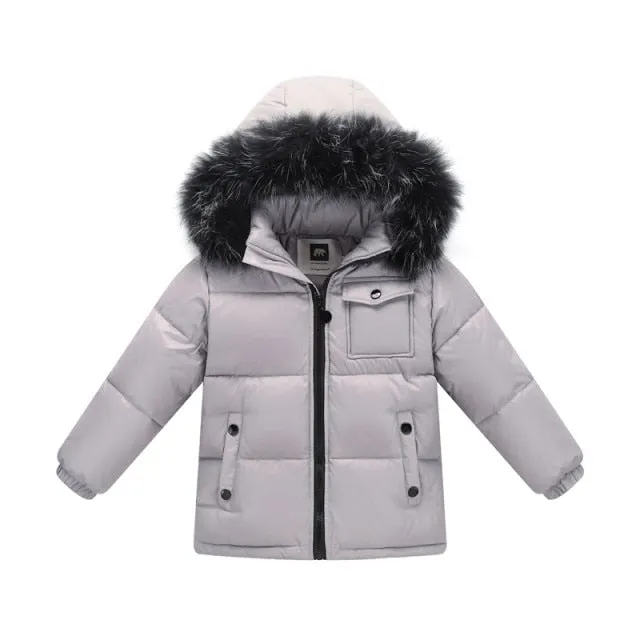Black Winter Jacket Parka For Boys Winter Coat 90% Down Girls Jackets Children's Clothing Snow Wear Kids Outerwear Boy Clothes