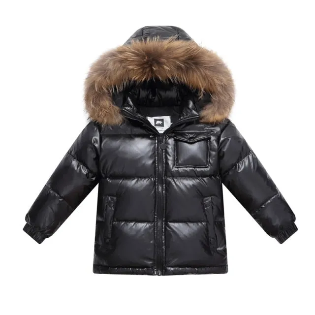 Black Winter Jacket Parka For Boys Winter Coat 90% Down Girls Jackets Children's Clothing Snow Wear Kids Outerwear Boy Clothes