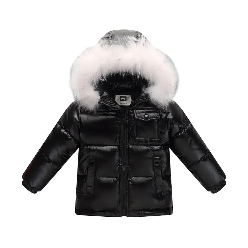 Black Winter Jacket Parka For Boys Winter Coat 90% Down Girls Jackets Children's Clothing Snow Wear Kids Outerwear Boy Clothes