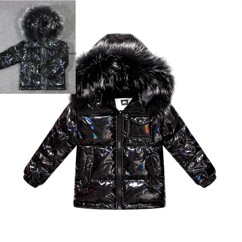 Black Winter Jacket Parka For Boys Winter Coat 90% Down Girls Jackets Children's Clothing Snow Wear Kids Outerwear Boy Clothes